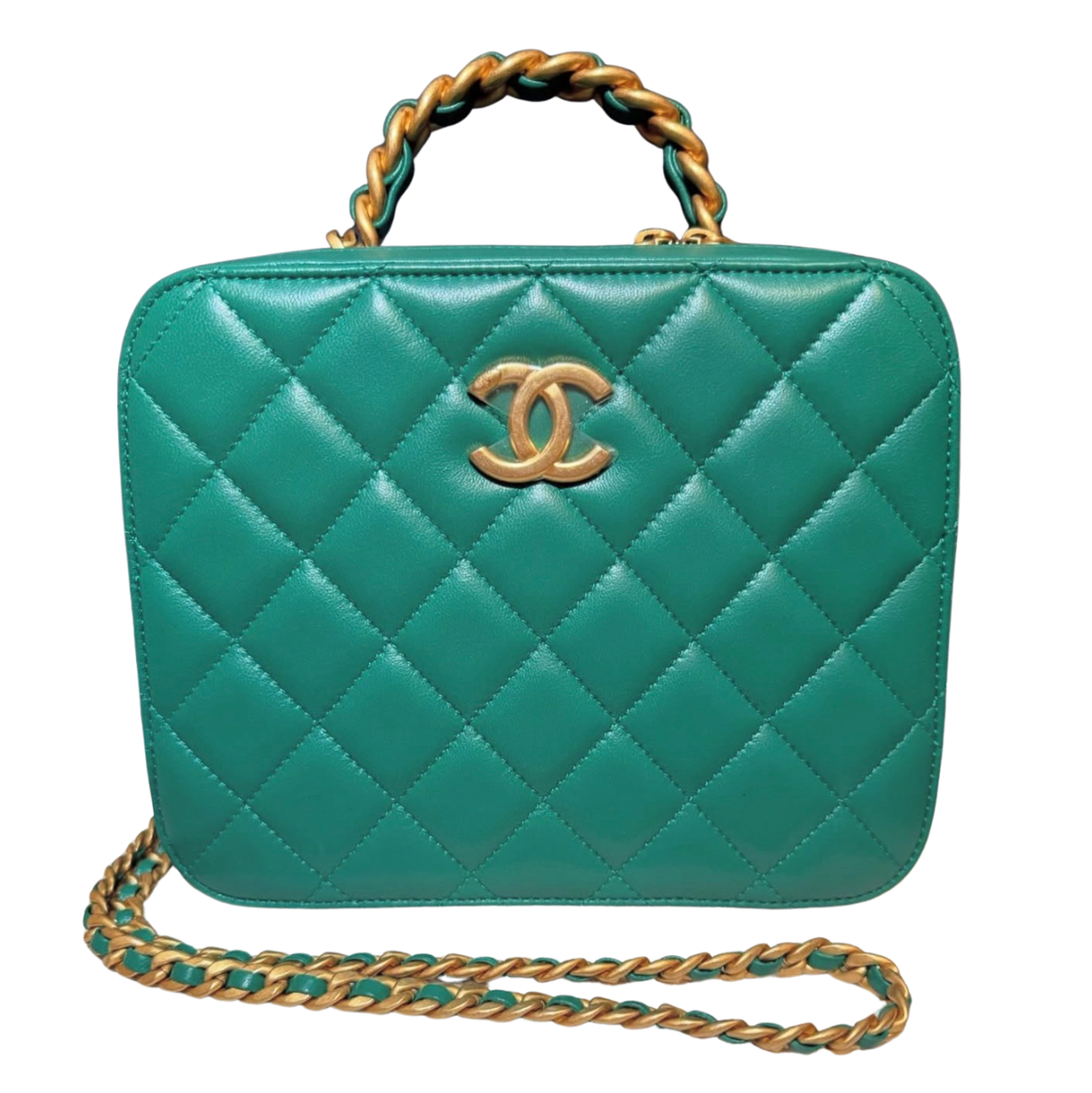 Chanel Quilted O-Case Green with Chain
