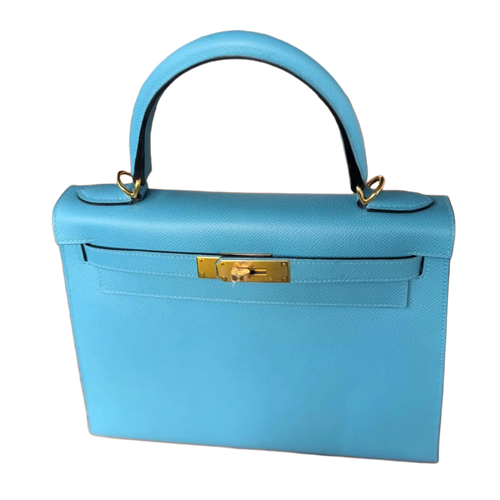 Hermès Kelly 28 Blue Du Nord Epson Gold HW